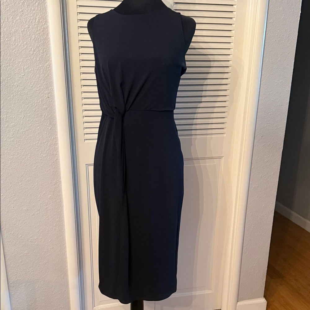 RACHEL Rachel Roy Navy Sleeveless Knot-Detail Midi Dress
